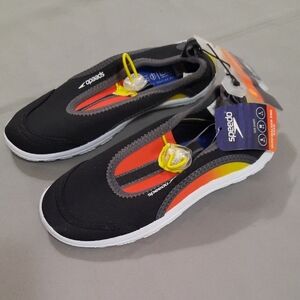 Speedo Black Water Shoes with Orange and Yellow Accents - New With Tags - Size S